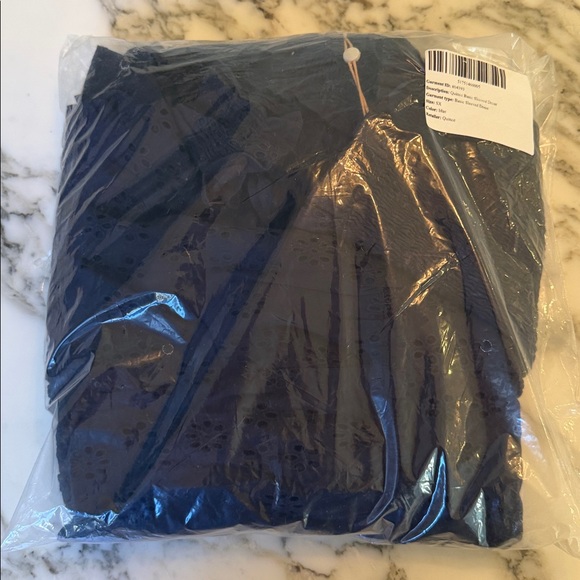 NWT Quince Organic Cotton Eyelet Midi Dress Navy Sz XS and S - Picture 6 of 9